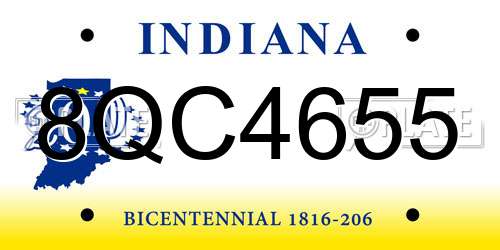 8QC4655 Indiana License Plate