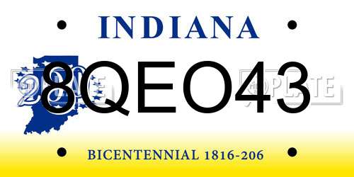 8QEO43 Indiana License Plate