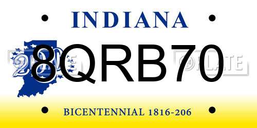 8QRB70 Indiana License Plate