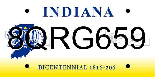 8QRG659 Indiana License Plate