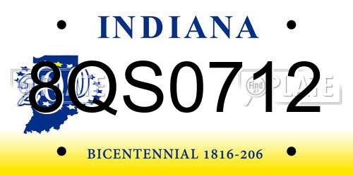 8QS0712 Indiana License Plate