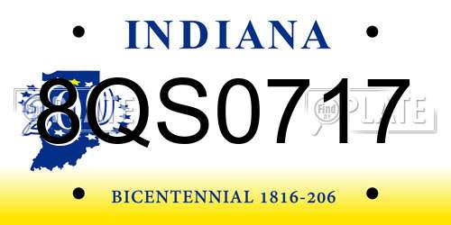 8QS0717 Indiana License Plate