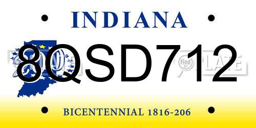 8QSD712 Indiana License Plate