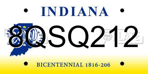 8QSQ212 Indiana License Plate