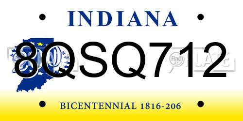 8QSQ712 Indiana License Plate