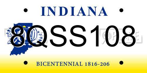8QSS108 Indiana License Plate