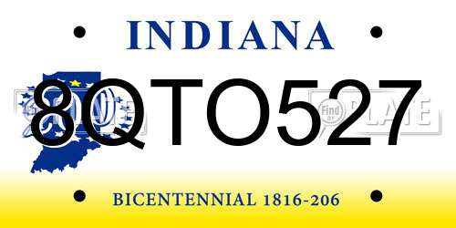 8QTO527 Indiana License Plate