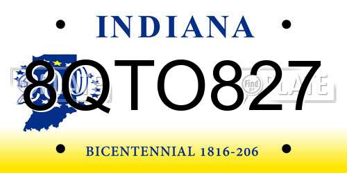 8QTO827 Indiana License Plate