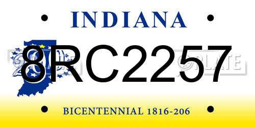 8RC2257 Indiana License Plate