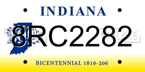 8RC2282 Indiana License Plate