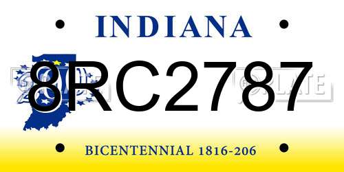 8RC2787 Indiana License Plate