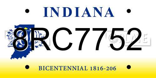 8RC7752 Indiana License Plate