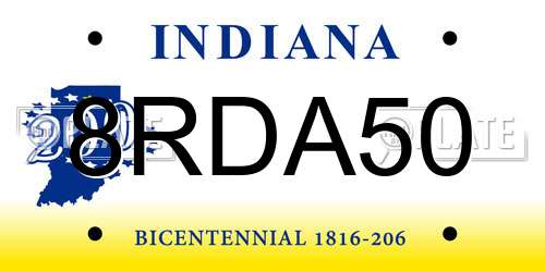 8RDA50 Indiana License Plate