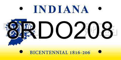 8RDO208 Indiana License Plate