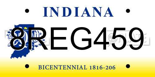 8REG459 Indiana License Plate