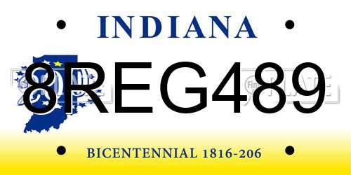 8REG489 Indiana License Plate