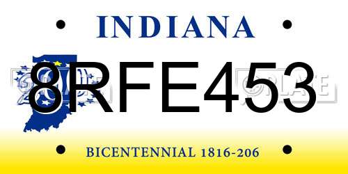 8RFE453 Indiana License Plate