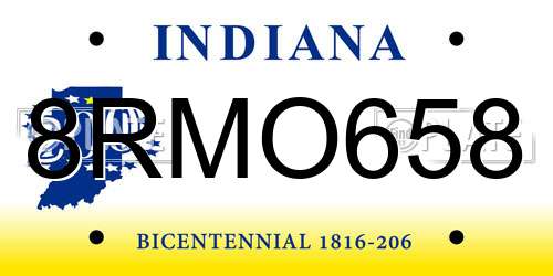 8RMO658 Indiana License Plate