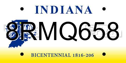 8RMQ658 Indiana License Plate