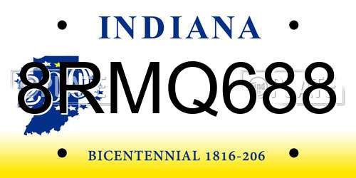 8RMQ688 Indiana License Plate