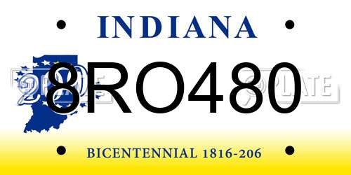 8RO480 Indiana License Plate