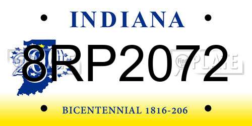 8RP2072 Indiana License Plate