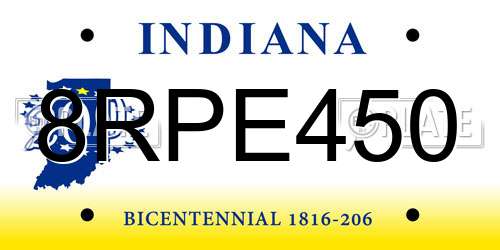 8RPE450 Indiana License Plate