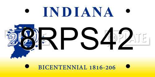 8RPS42 Indiana License Plate