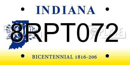 8RPT072 Indiana License Plate