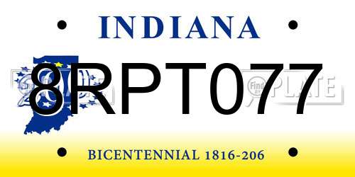 8RPT077 Indiana License Plate