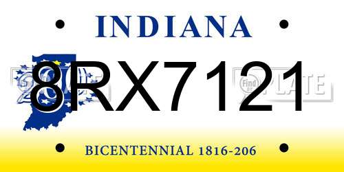 8RX7121 Indiana License Plate