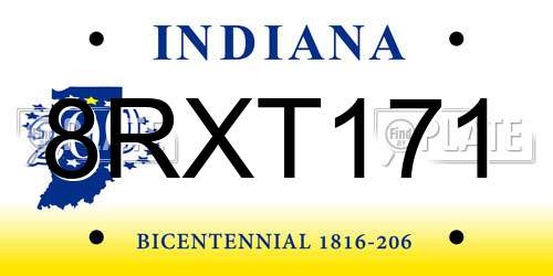 8RXT171 Indiana License Plate