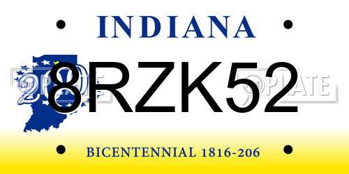 8RZK52 Indiana License Plate