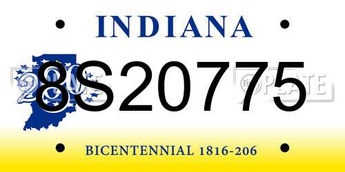 8S20775 Indiana License Plate