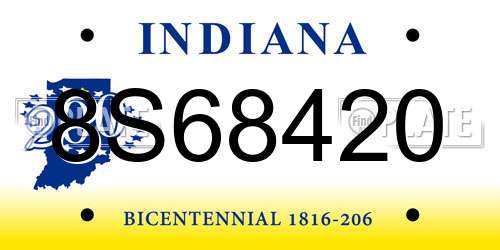 8S68420 Indiana License Plate