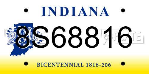 8S68816 Indiana License Plate