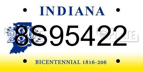 8S95422 Indiana License Plate