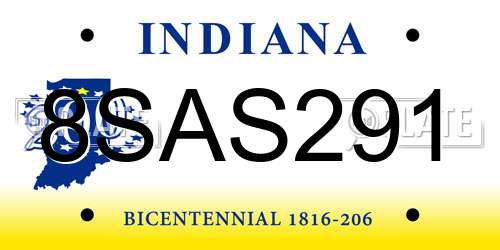8SAS291 Indiana License Plate