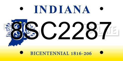 8SC2287 Indiana License Plate