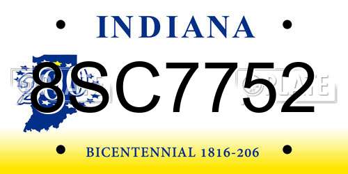 8SC7752 Indiana License Plate