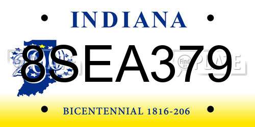 8SEA379 Indiana License Plate