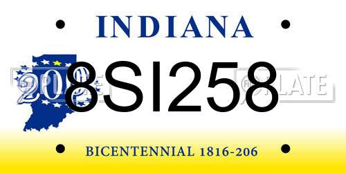 8SI258 Indiana License Plate