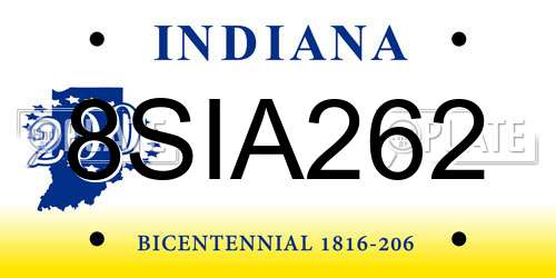 8SIA262 Indiana License Plate