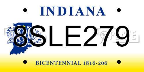 8SLE279 Indiana License Plate