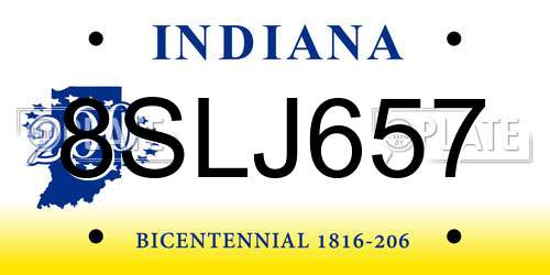8SLJ657 Indiana License Plate