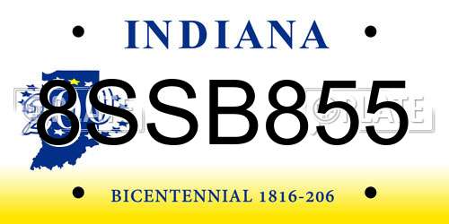 8SSB855 Indiana License Plate