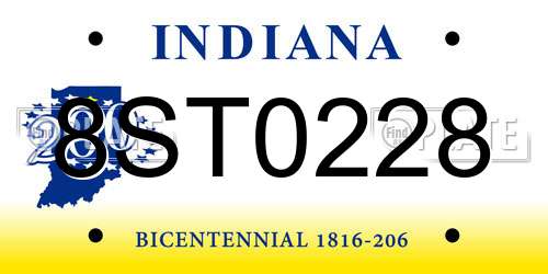 8ST0228 Indiana License Plate