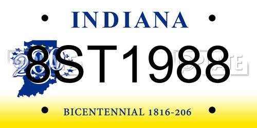 8ST1988 Indiana License Plate