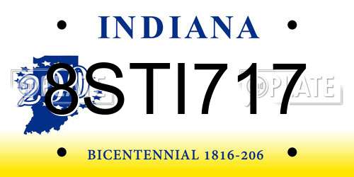8STI717 Indiana License Plate