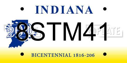 8STM41 Indiana License Plate